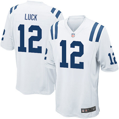 Men's Game Andrew Luck Nike Jersey White Road - #12 NFL Indianapolis Colts